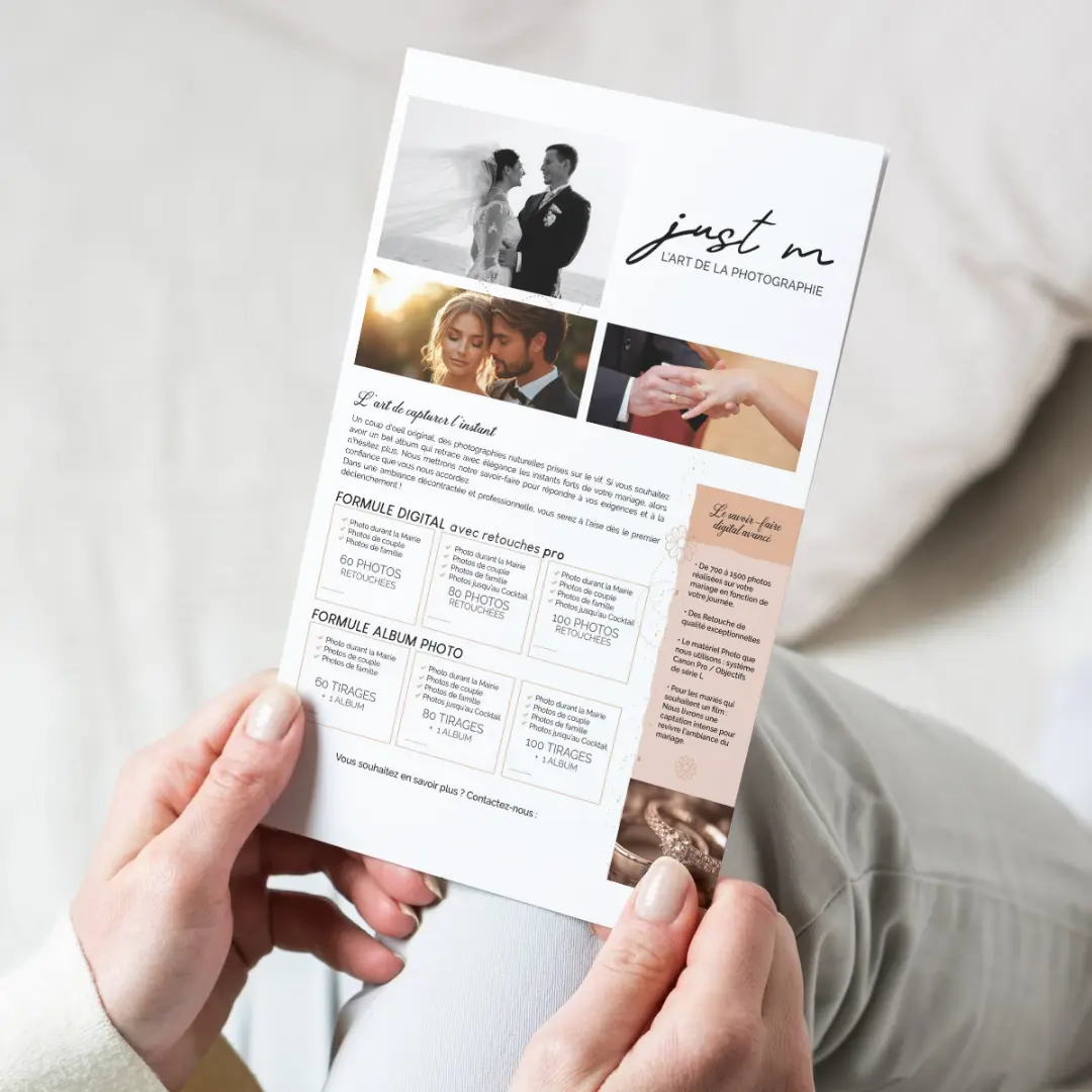 Dépliant imprimé just m - brochure et supports de communication, design print, graphiste Nancy