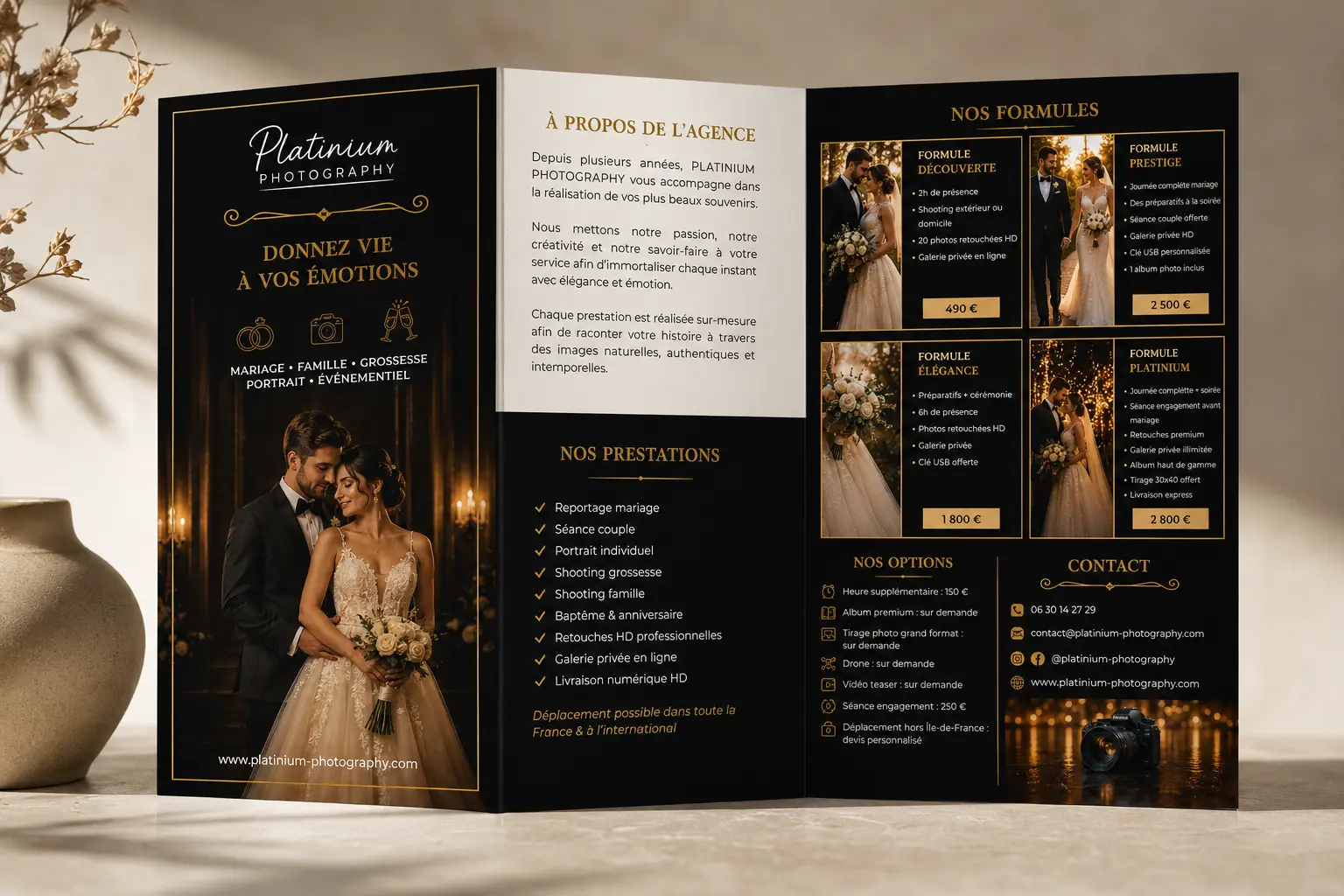 Plaquette Platinium Photography - support print mariage