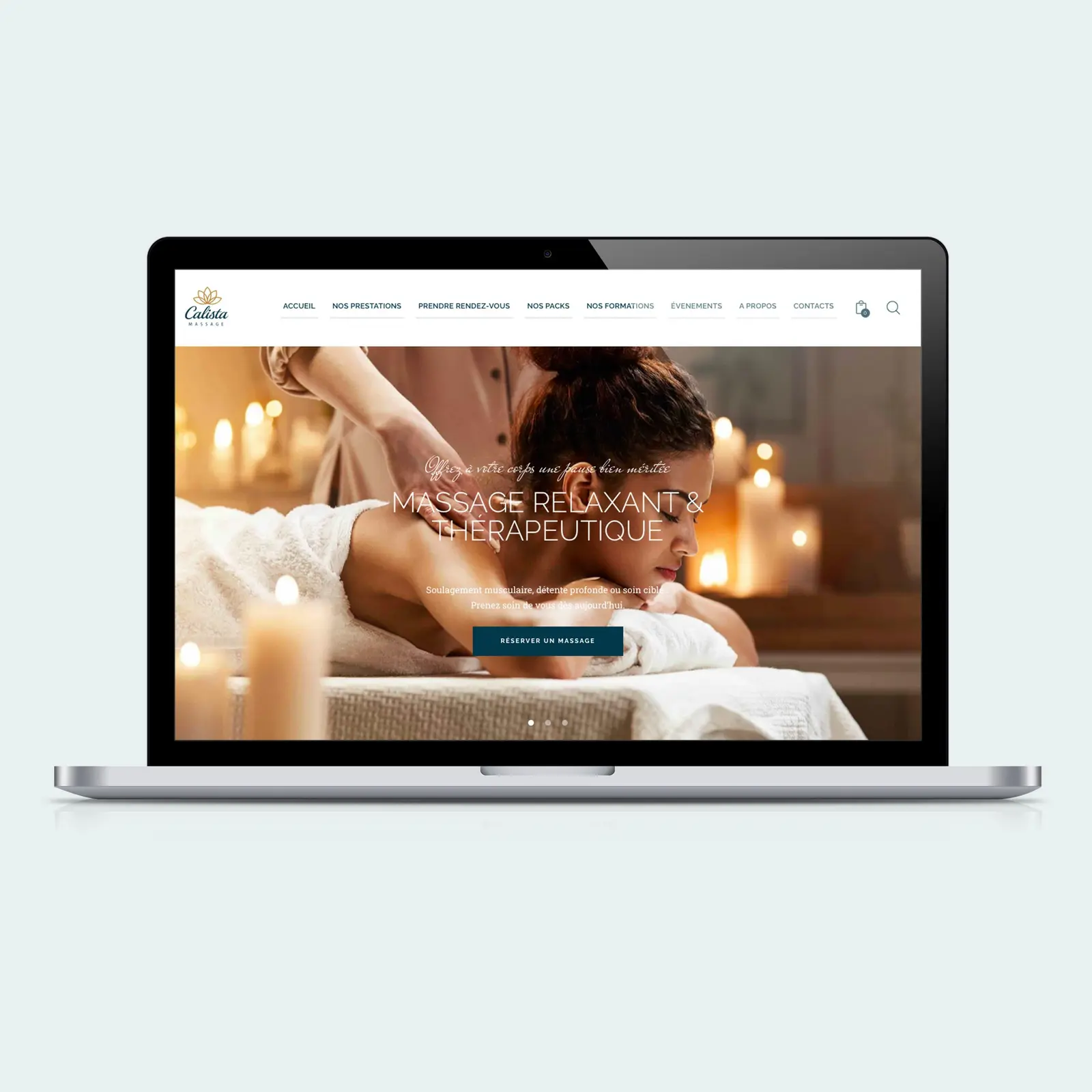 Site web Calista Massage - déclinaison digitale de l'identité